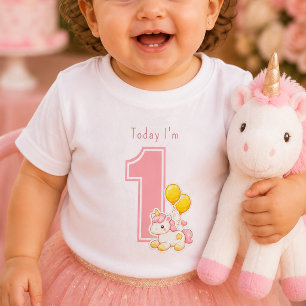 Camiseta Para Bebê Camiseta de bebê de primeiro aniversário Today I'm