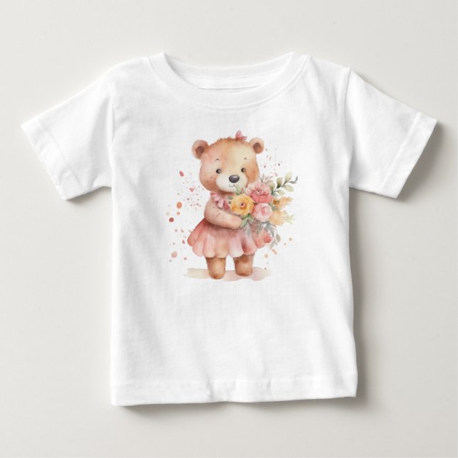 Camiseta Para Bebê camiseta de bebê de ursinho bonitinho (Frente)