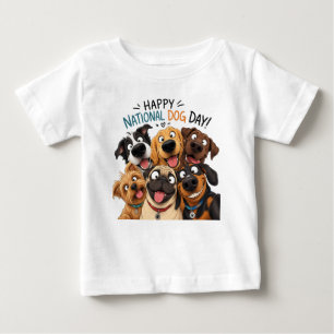 Camiseta Para Bebê Camiseta de Bebê Dia Nacional do Cachorro Feliz
