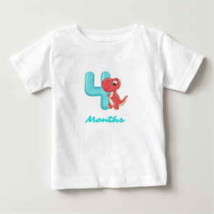 Camiseta Para Bebê Camiseta de Bebê Dinossauro Fofo de Quatro Meses
