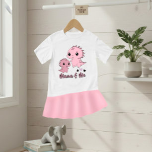 Camiseta Para Bebê Camiseta de Bebê Dinossauro Rosa Fofo “Mamãe e Eu”