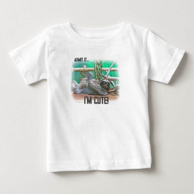 Camiseta Para Bebê Camiseta de Bebê e Criança Fofa de Preguiça (Frente)
