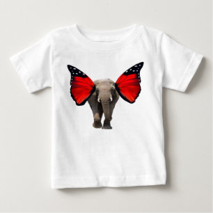 Camiseta Para Bebê Camiseta de Bebê Elefante Vermelho com Asas