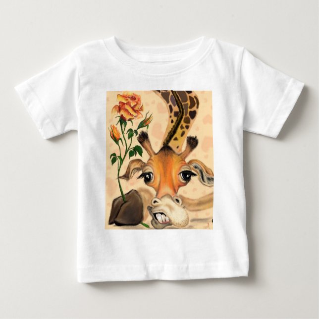 Camiseta Para Bebê Camiseta de Bebê Engraçada Gentleman Girafa com Ro (Frente)