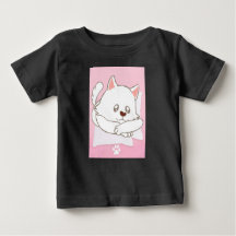 Camiseta de Bebê Estampa de Gato Fofa