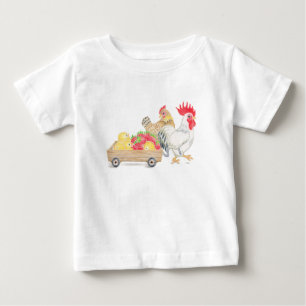 Camiseta Para Bebê Camiseta de Bebê Família de Frango Fofo
