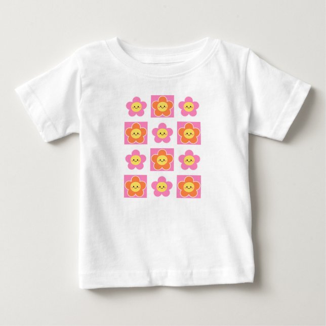 Camiseta Para Bebê camiseta de bebê flor sorridente (Frente)