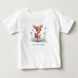 Camiseta Para Bebê Camiseta de Bebê Flores Azuis de Veado Bebê em Aqu