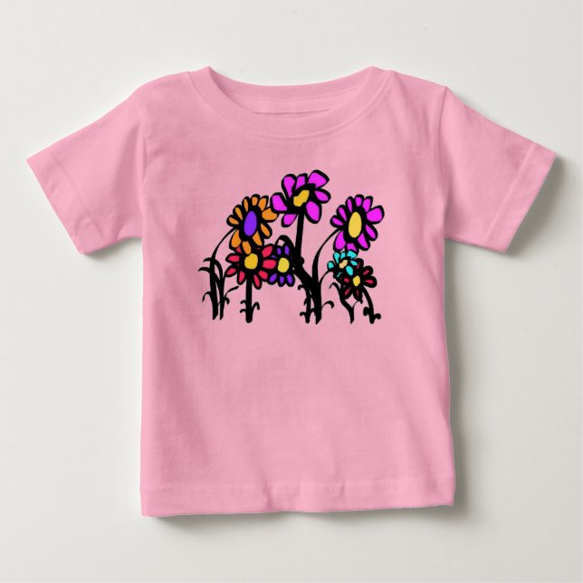 Camiseta Para Bebê Camiseta de Bebê Flores Unisex (Frente)