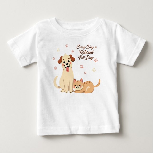 Camiseta Para Bebê Camiseta de Bebê Fofa com Cachorro e Gato (Frente)