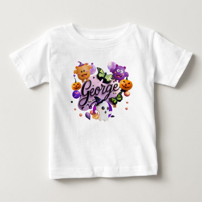 Camiseta Para Bebê Camiseta de bebê fofa de Halloween "George" (Frente)