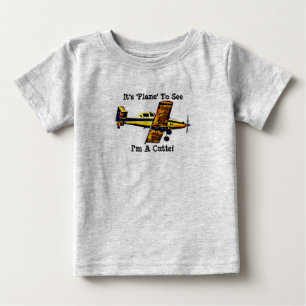 Camiseta Para Bebê Camiseta de Bebê Fofo de Avião Pun Art