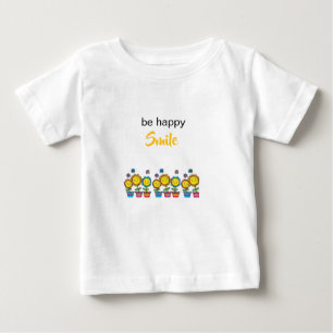 Camiseta Para Bebê Camiseta de Bebê Fofo Seja Feliz Sorriso Girassóis