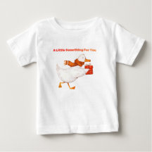 Camiseta de Bebê Ganso Fofo Segurando Presente