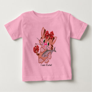 Camiseta Para Bebê Camiseta de Bebê Gatinho com Peixe