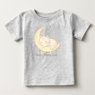 Camiseta Para Bebê Camiseta de Bebê Gatinho da Lua Sonolento Fofa