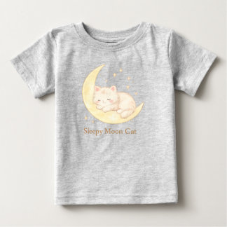 Camiseta Para Bebê Camiseta de Bebê Gatinho da Lua Sonolento Fofa