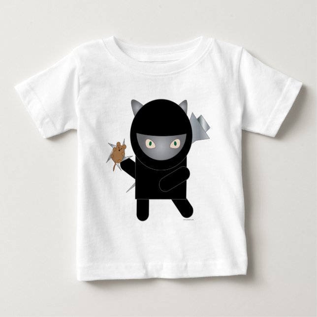 Camiseta Para Bebê camiseta de bebê gatinho ninja (Frente)