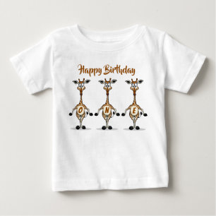 Camiseta Para Bebê Camiseta de Bebê Girafa Aniversário Trio One