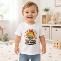 Camiseta de Bebê Infantil Sonhador de Picolé Retro