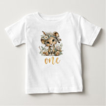 Camiseta de Bebê Leão Boho de 1º Aniversário Wild