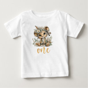 Camiseta Para Bebê Camiseta de Bebê Leão Boho de 1º Aniversário Wild