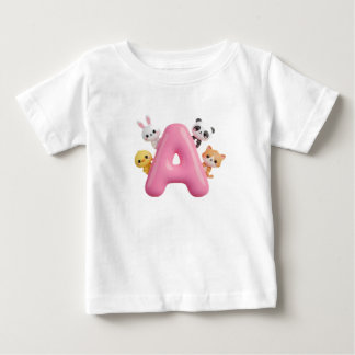 Camiseta Para Bebê Camiseta de Bebê Letra A Balão Rosa 3D Fofa