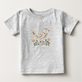 Camiseta Para Bebê Camiseta de Bebê Little Bird Floral Colorida