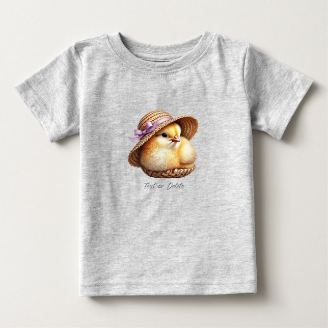 Camiseta Para Bebê Camiseta de Bebê Little Chick Pink Ribbon Baby (Frente)