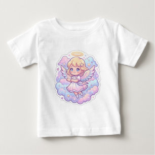 Camiseta Para Bebê Camiseta de Bebê Menina Chibi Anjo Fofo Pastel