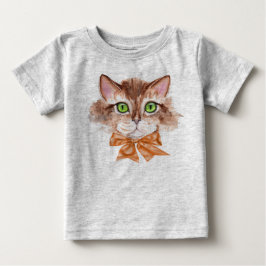 Camiseta Para Bebê Camiseta de Bebê Menino com Rosto de Gato