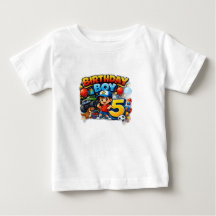 Camiseta de Bebê Menino de Aniversário 5 – Desenho