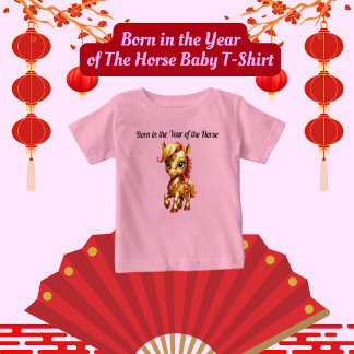 Camiseta Para Bebê Camiseta de Bebê Nascido no Ano do Cavalo