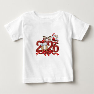 Camiseta Para Bebê Camiseta de bebê Natal 2026 Papai Noel Vintage Fof