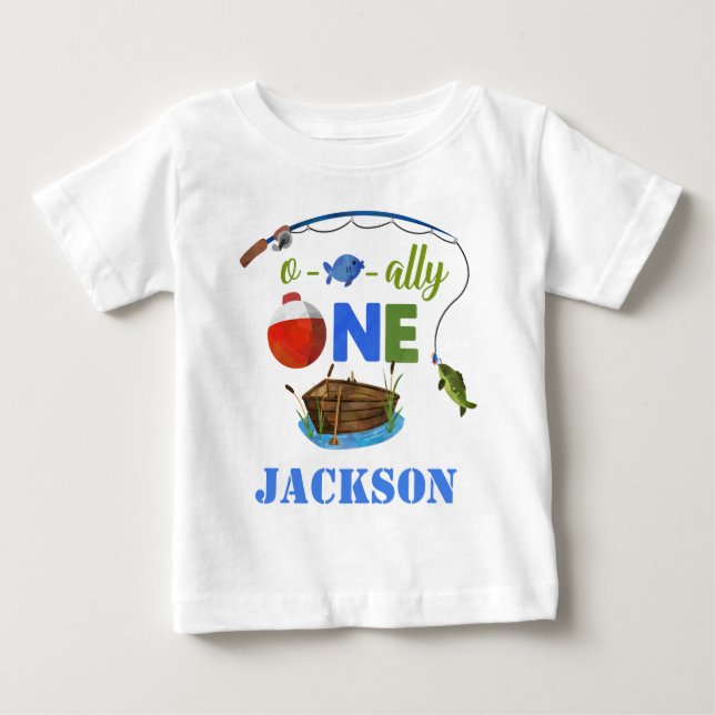Camiseta Para Bebê Camiseta de bebê Ofishally One Little Fish shirt (Frente)