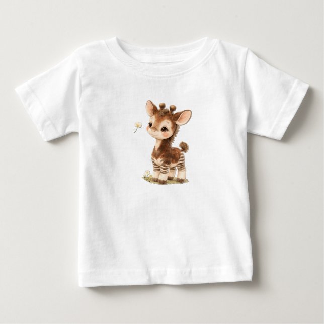 Camiseta Para Bebê Camiseta de bebê Okapi – Bebe Okapi Fofo(a) Listra (Frente)