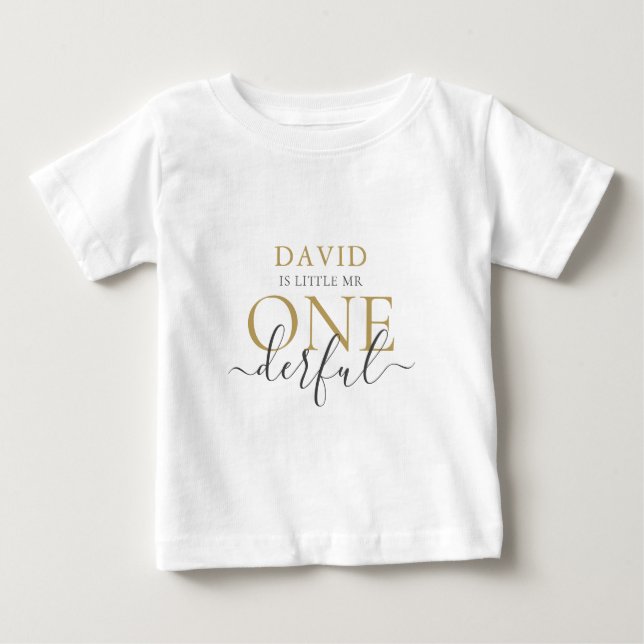 Camiseta Para Bebê Camiseta de Bebê Personalizada Little Mr ONEderful (Frente)