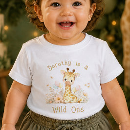 Camiseta Para Bebê Camiseta de Bebê Personalizada Nome Wild One 1º An