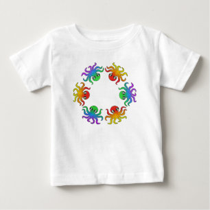 Camiseta Para Bebê Camiseta de Bebê - Polvo Gradiente (branco)