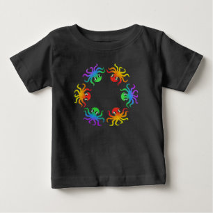 Camiseta Para Bebê Camiseta de Bebê - Polvo Gradiente (vívido)