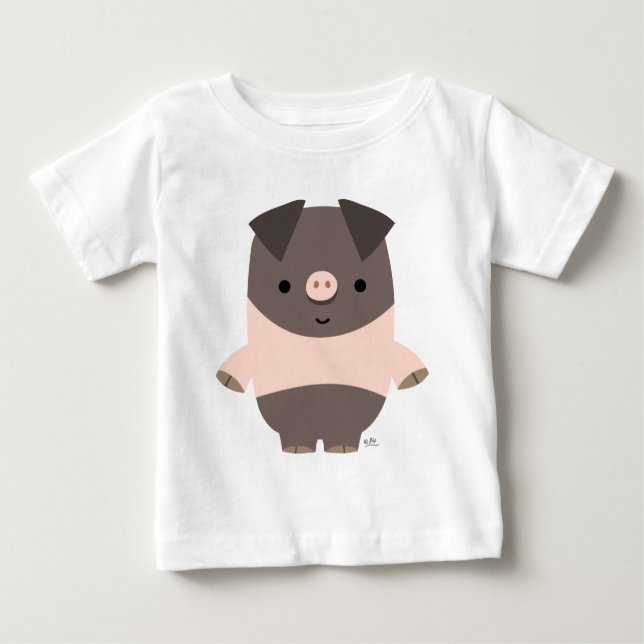 Camiseta Para Bebê Camiseta de bebê porquinho, um belo desenho (Frente)