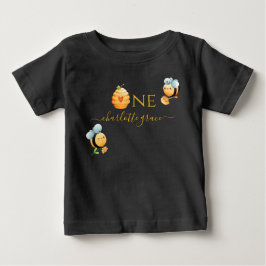 Camiseta Para Bebê Camiseta de Bebê Primeiro Aniversário Bee-Day