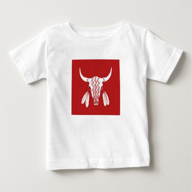 Camiseta Para Bebê Camiseta de bebê Red Ghost Dance Buffalo (Frente)
