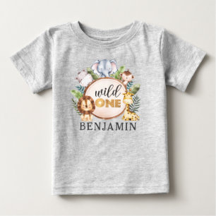 Camiseta Para Bebê Camiseta de Bebê Safari Selvagem de Um primeiro an