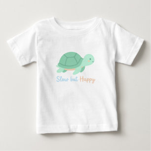 Camiseta Para Bebê Camiseta de Bebê Tartaruga Kawaii Fofa "Lento mas