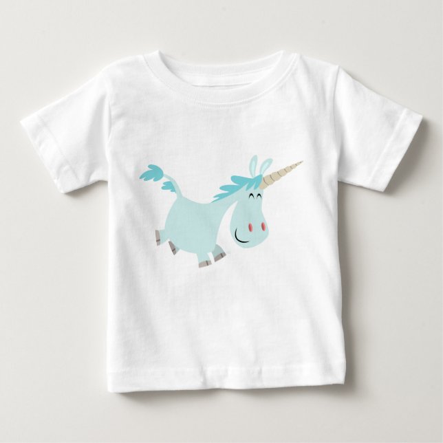 Camiseta Para Bebê Camiseta de Bebê Unicorn - Cartoon Azul (Frente)