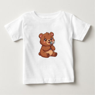 Camiseta Para Bebê Camiseta de Bebê Urso Teddy Kawaii Fofa com Bolhas