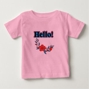 Camiseta Para Bebê Camiseta de Bebê Verão Olá Com Flor