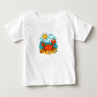 Camiseta Para Bebê Camiseta de Bebê Verão Praia Caranguejo Vermelho F