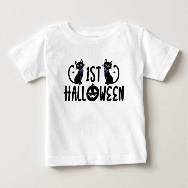 Camiseta Para Bebê Camiseta de Halloween de Bebê Fofo 1º Aniversário (Frente)